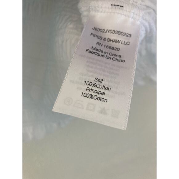 Veronica Beard Langston Smocked Ruffle Top Blouse White Elevated Basic M Cotton - Picture 10 of 11